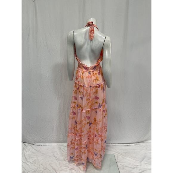 Amanda Uprichard 'Estella' Beige Polyester Maxi Dress Size S - Picture 3 of 5
